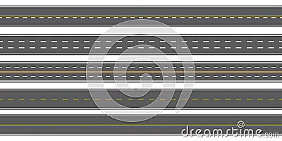 Creative illustration of horizontal straight seamless roads isolated on background. Art design modern asphalt repetitive highways Cartoon Illustration