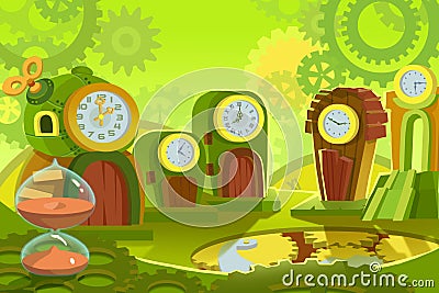 Creative Illustration and Innovative Art: Background Set 6: Time Land. Stock Photo