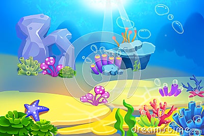 Creative Illustration and Innovative Art: Clearing under Sea. Stock Photo