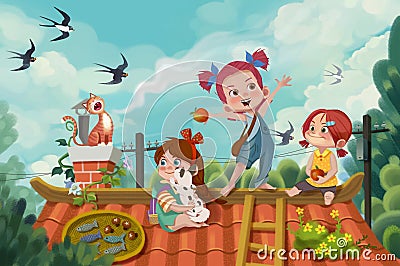 Creative Illustration and Innovative Art: Memory of Friendship. Stock Photo