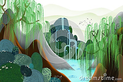 Creative Illustration and Innovative Art: Spring Comes. Stock Photo