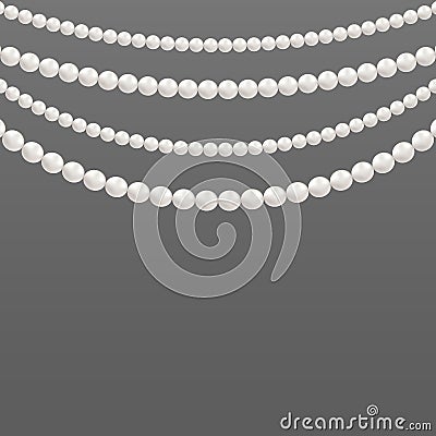 Creative illustration of pearl glamour beads. Art design borders necklace patterns. Abstract concept graphic element. Elegant Cartoon Illustration