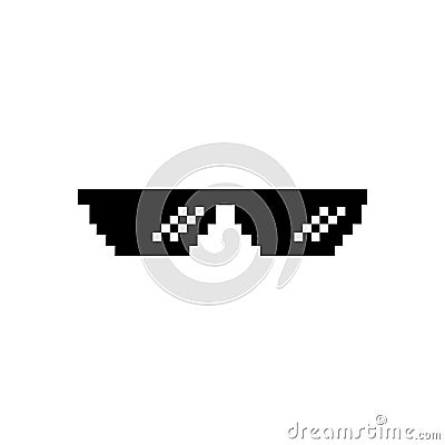 Creative illustration of pixel glasses. Thug life meme. Isolated on white background. Ghetto lifestyle culture art design. Vector Illustration