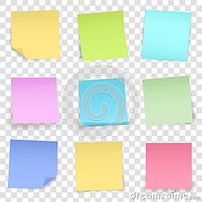 Creative illustration of post note papers sticker pin on transparent background. Translucent adhesive sticky tape Cartoon Illustration