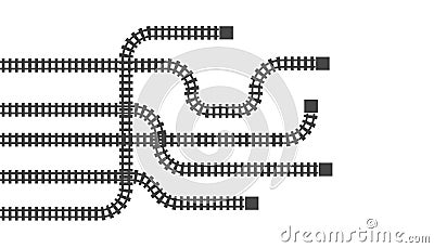 Creative illustration of railway station map, metro road infographic, train railroad route rail track, isolated on background. Art Cartoon Illustration