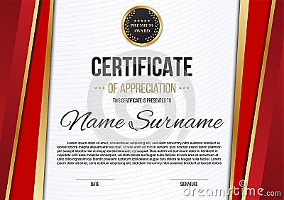 Creative illustration of stylish certificate template of appreciation award isolated on background. Art design modern winne Cartoon Illustration