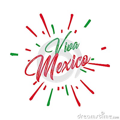 Viva Mexico, traditional mexican phrase holiday Cartoon Illustration