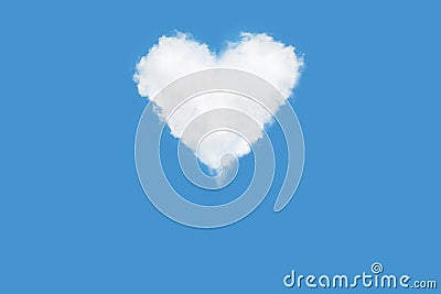 A creative image of a heart-shaped single cloud in a clear blue sky. Stock Photo