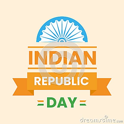 Creative Indian Republic Day Font Text With Half Ashoka Wheel On Peach Background For India National Festival Celebration Stock Photo