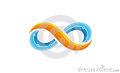 Creative Infinity Blue Orange Technology Design Logo Vector Illustration