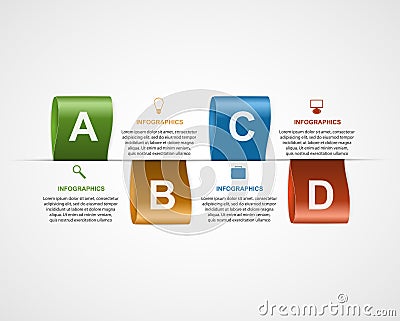 Creative infographic with color labels. Vector Illustration