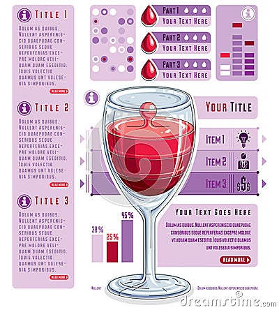 Creative infographics composition, 3d wineglass with three layer Vector Illustration