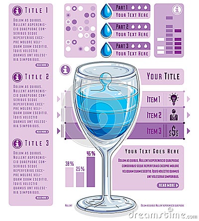 Creative infographics composition, 3d wineglass with three layer Vector Illustration