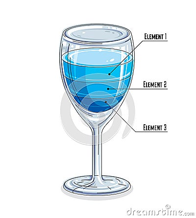 Creative infographics element, 3d wineglass with three layered l Vector Illustration