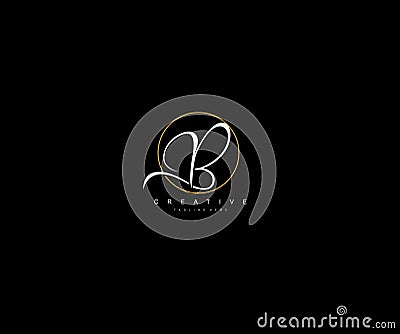 Creative Initial B Letter Gold Line Manual Elegant Minimalist Signature Logo Vector Illustration