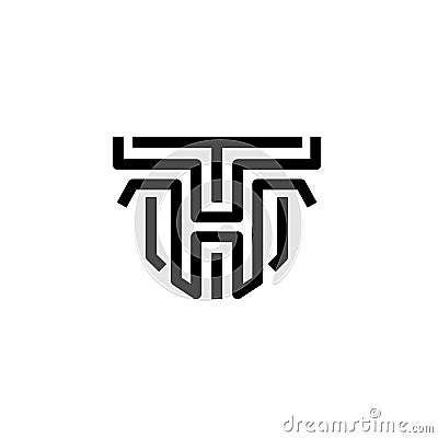 Creative Initials HT logo thin lines concept Vector Illustration