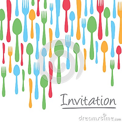 Creative invitation card design with cutlery borde Vector Illustration