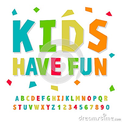 Creative kids funny alphabet and numbers Vector Illustration