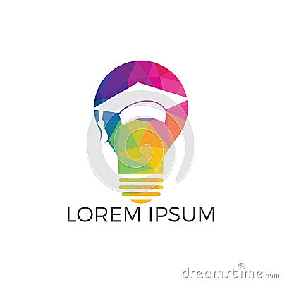 Light bulb and graduation cap logo. Vector Illustration