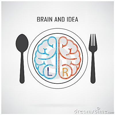 Creative left and right brain sign Vector Illustration