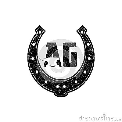 Creative Letter A G for Farrier Service with. A G, Anvil, horseshoe. Good for logos, farrier services promo materials or banners Vector Illustration