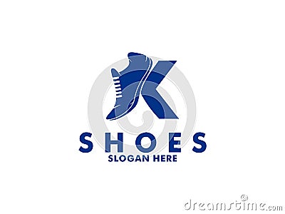 Letter K Shoes Logo Design Vector Icon Graphic Emblem Illustration, Shoe Logo Vector Vector Illustration