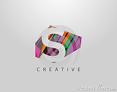 Creative Letter S Logo. Abstract S letter design, made of various Strips shapes in color Vector Illustration