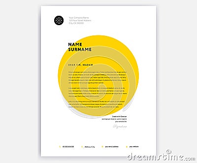 Creative letterhead template design - yellow cover letter vector Vector Illustration