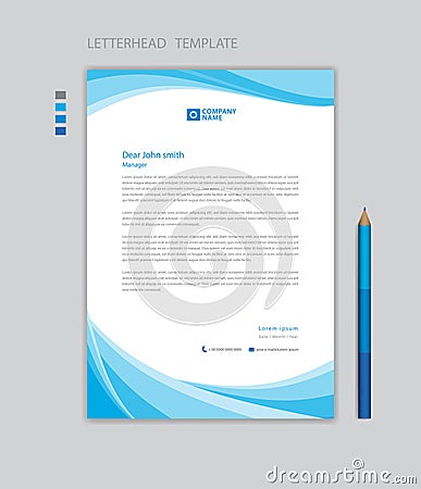 Creative Letterhead template vector, minimalist style, printing design, business advertisement layout, Blue wave graphic Vector Illustration