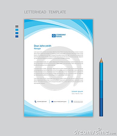 Creative Letterhead template vector, minimalist style, printing design, business advertisement layout, Blue wave graphic Vector Illustration