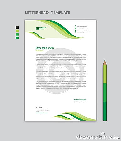 Creative Letterhead template vector, minimalist style, printing design, business advertisement layout, Green concept background, Vector Illustration