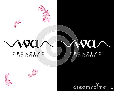 Creative letters wa, aw handwriting logo design vector Vector Illustration