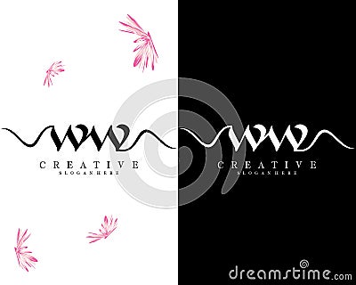 Creative letters ww, w handwriting logo design vector Vector Illustration