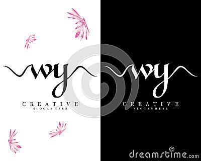 Creative letters wy, yw handwriting logo design vector Vector Illustration