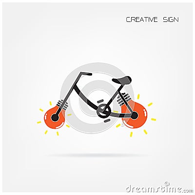 Creative light bulb and bicycle symbol. Vector Illustration