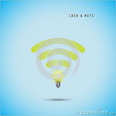 Creative light bulb concept and wifi sign. Vector Illustration