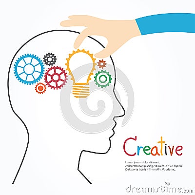 Creative light bulb and gear. Vector Illustration