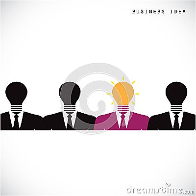 Creative light bulb with human head symbol, thinking about success solution, leader concept. Vector Illustration