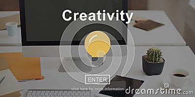 Creative Light Bulb Icon Enter Button Concept Stock Photo