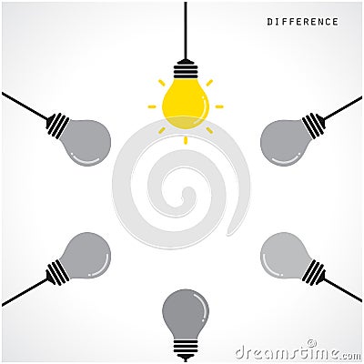 Creative light bulb Idea concept banner background. Different ba Vector Illustration