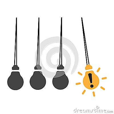 Creative light bulb Idea concept,business idea. Attention and denger concept. Pendulum with ligt bulb. Stock vector illustration Stock Photo