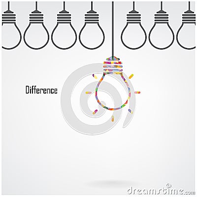 Creative light bulb idea and difference concept Vector Illustration