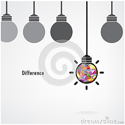 Creative light bulb sign, business idea, education background, d Vector Illustration