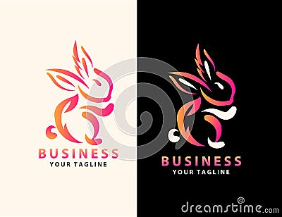 Creative Lineart Outline Rabbit Icon Logo Design | Creative Rabbit Logo Design Vector Illustration