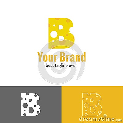 Cheese letter blended with alphabet B Vector Illustration