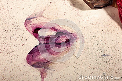 Creative lips watercolor image. Close up macro shoot. Copyspace for art and design. Stock Photo