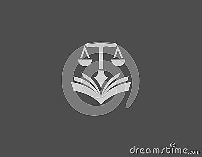 Creative logo icon scales and law book for lawyer Vector Illustration