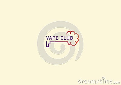 Creative logo for the vape club, key and smoke Vector Illustration