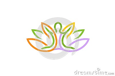 Creative Lotus Body Plant Logo Vector Illustration