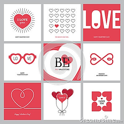 Creative love design concepts set with hearts Vector Illustration